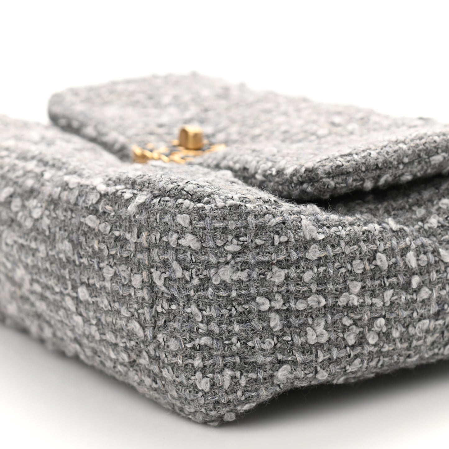 Tweed Quilted Medium Chanel 19 Flap Grey
