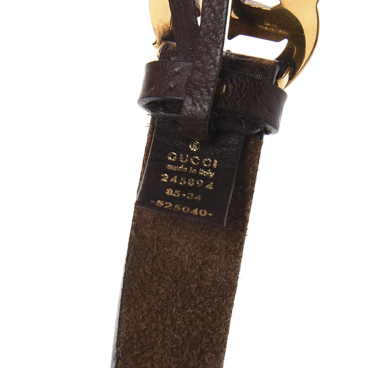 Calfskin Sculpted GG Belt 85 34 Dark Brown