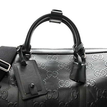 Gucci Calfskin GG Tennis Embossed Duffle Bag Black 7 of 13