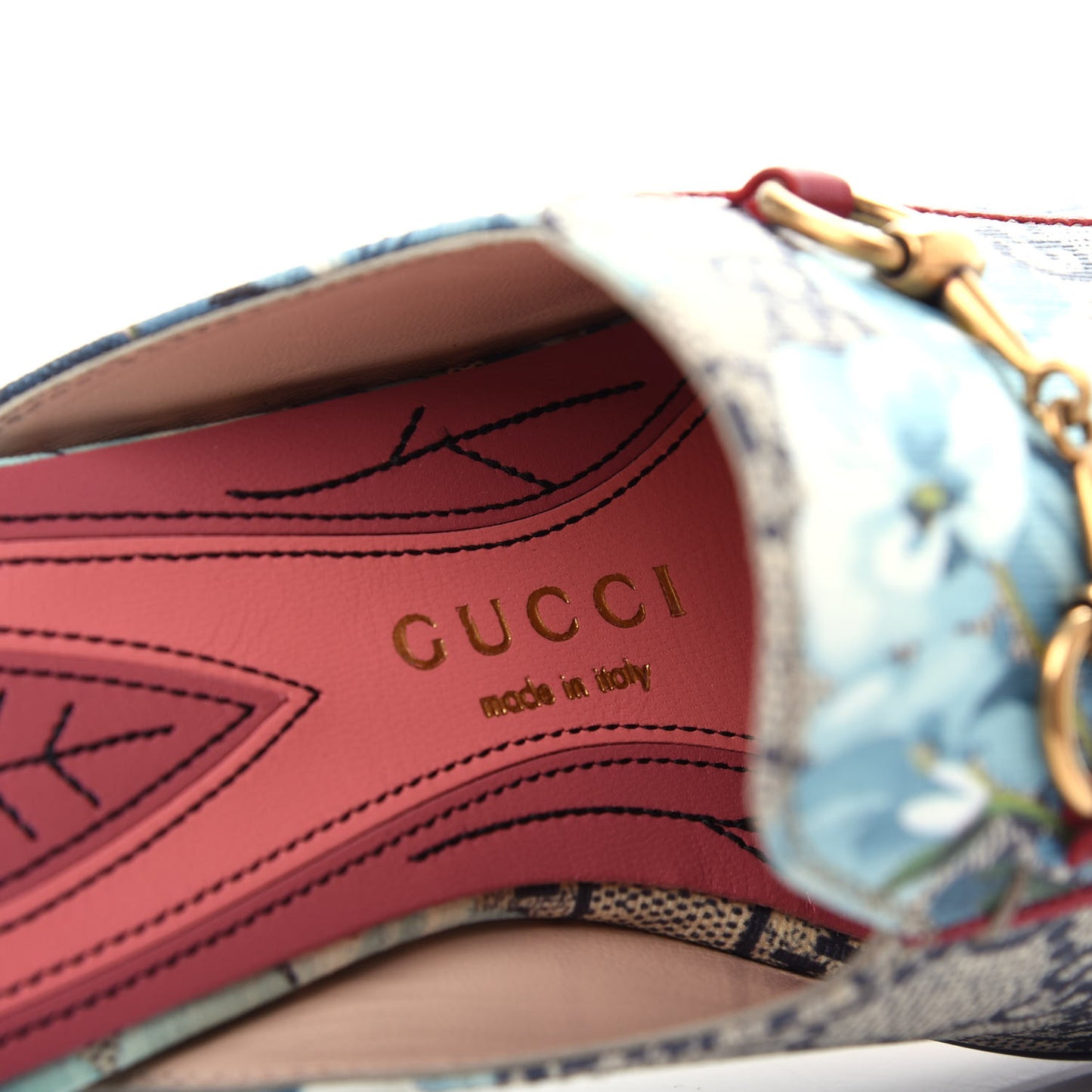 GG Supreme Monogram Blooms Womens Princetown Slippers 36.5 Beige Blue Navy Hibiscus Red