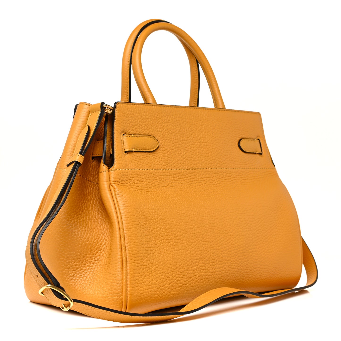 Heavy Grain Calfskin Small Belted Bayswater Tote Deep Amber