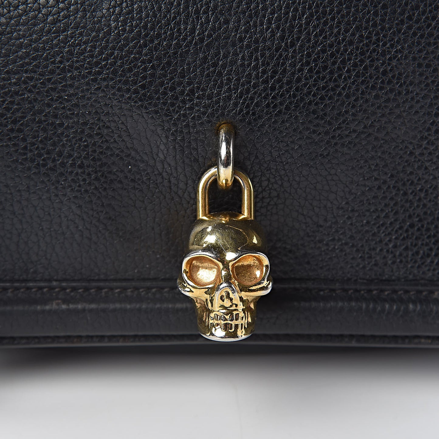 Grained Calfskin Padlock Crossbody Bag Black