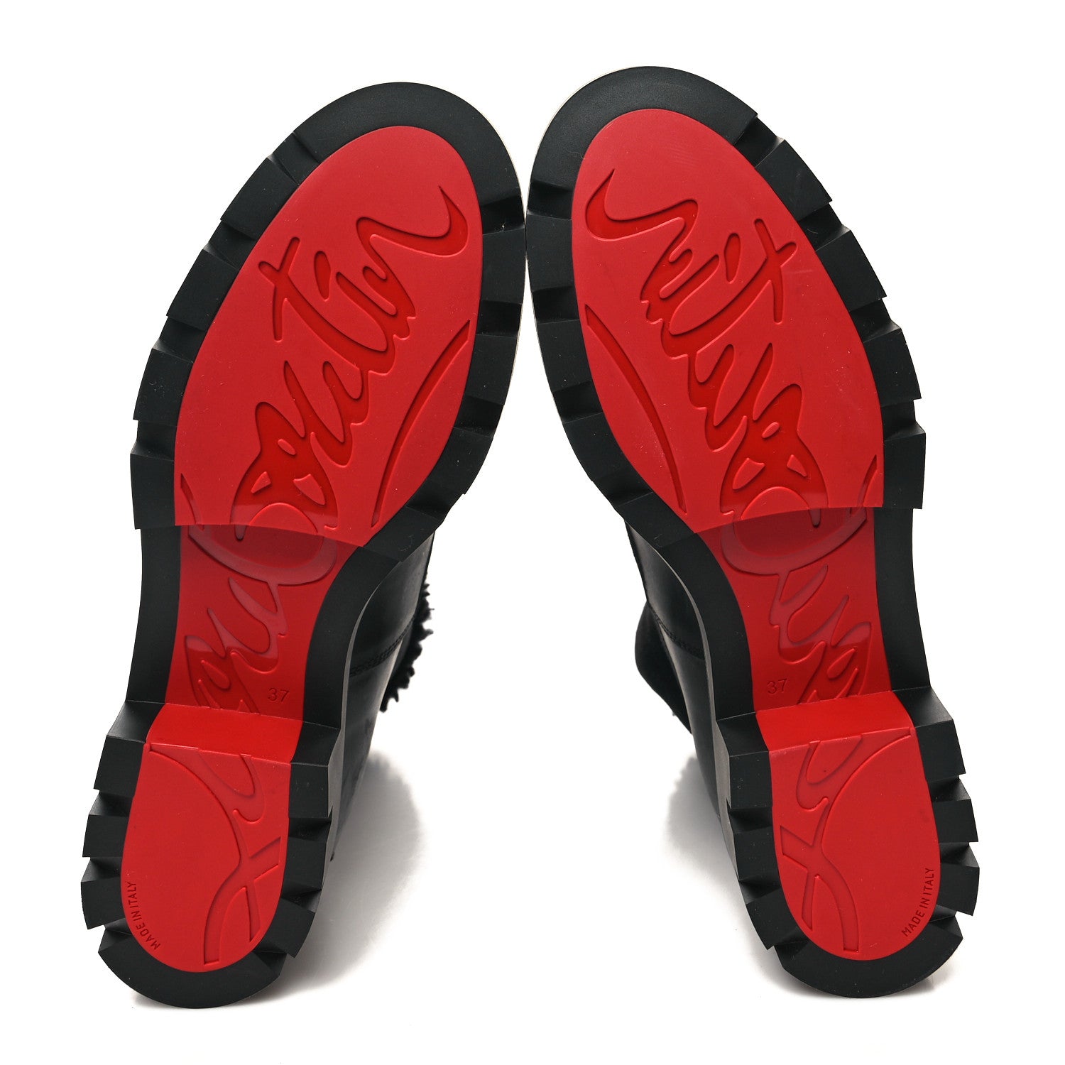 Christian Louboutin Kid Calfskin Suede Rubber Shearling Glory Duck Flat Boot 37 Black 5 of 9