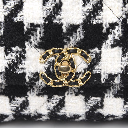 Chanel Tweed Quilted Maxi 19 Flap Black Ecru White 10 of 10