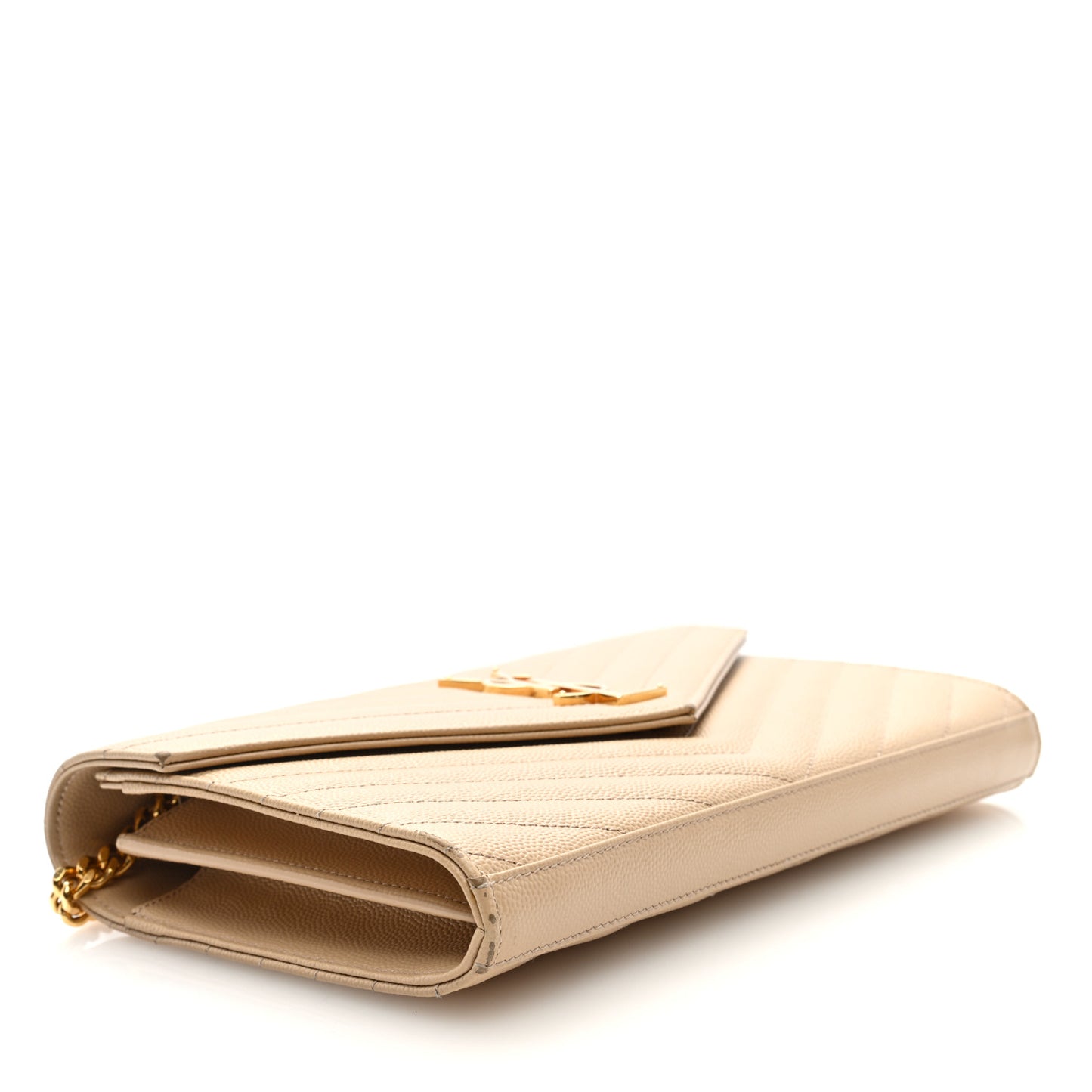 Grain De Poudre Matelasse Chevron Monogram Chain Wallet Nude Powder