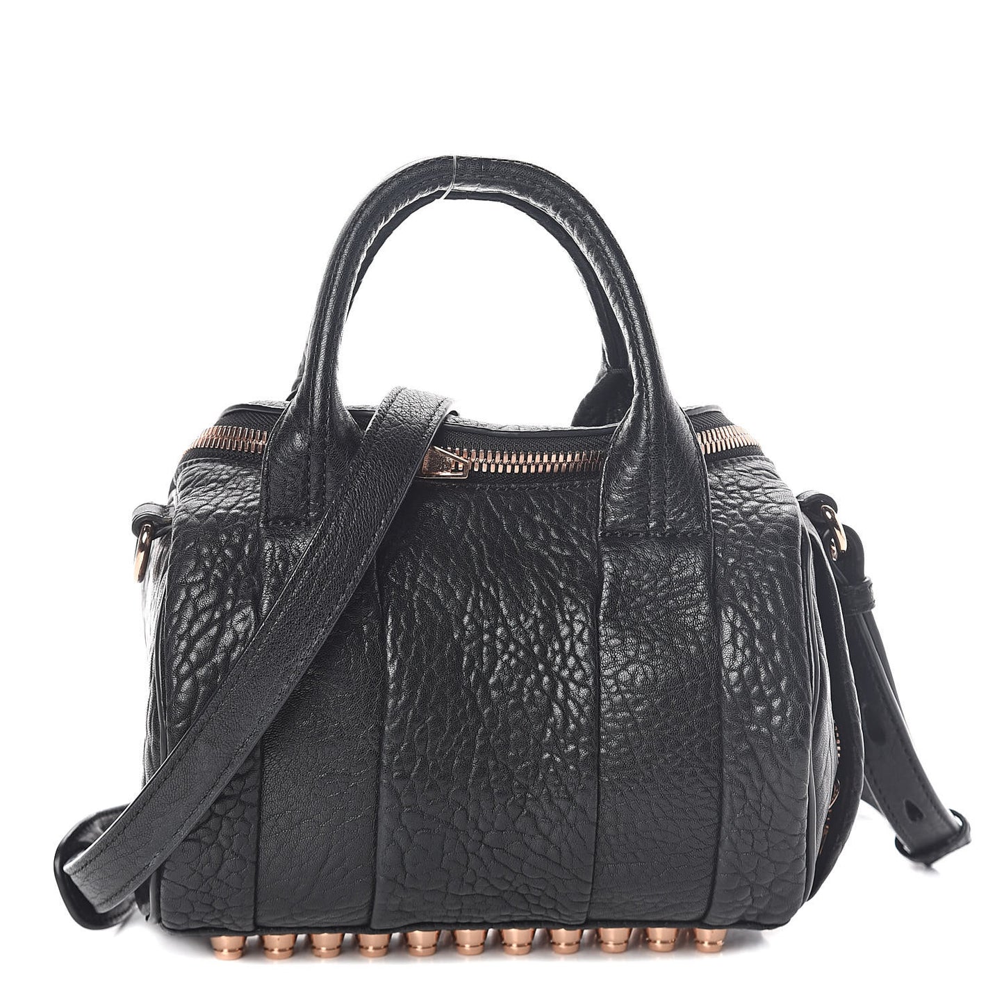 Pebbled Lambskin Mini Rockie Black Rose Gold Hardware