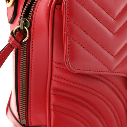 Gucci Calfskin Matelasse Sylvie Web Small GG Marmont Top Handle Shoulder Bag Hibiscus Red 12 of 13