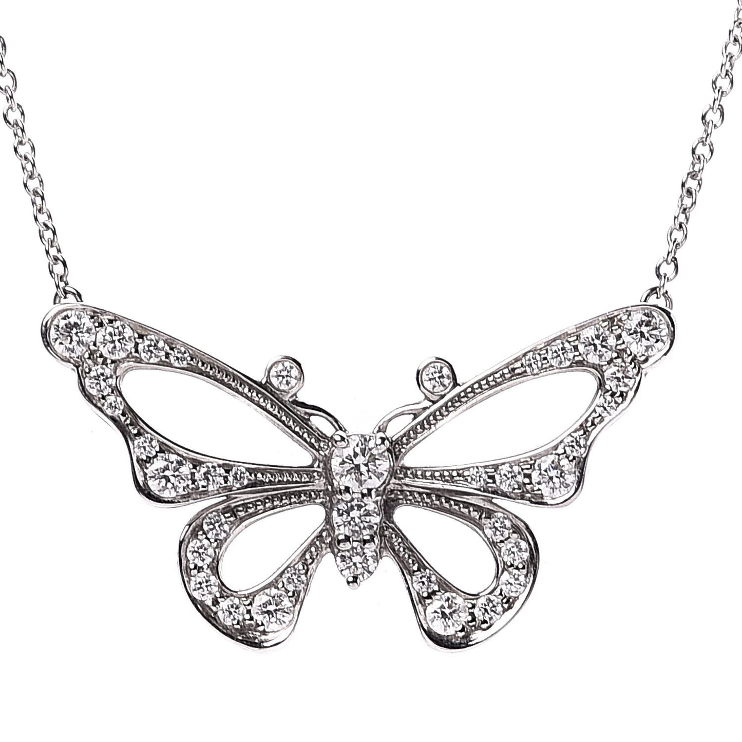 Platinum Diamond .61ctw Enchant Butterfly Pendant Necklace