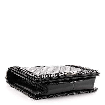 Chanel Glazed Calfskin Quilted New Medium Boy Chained Flap Black 4 of 11
