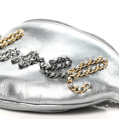 Chanel Metallic Crumpled Calfskin Chain 20s Signe Waist Bag Silver 10 of 11