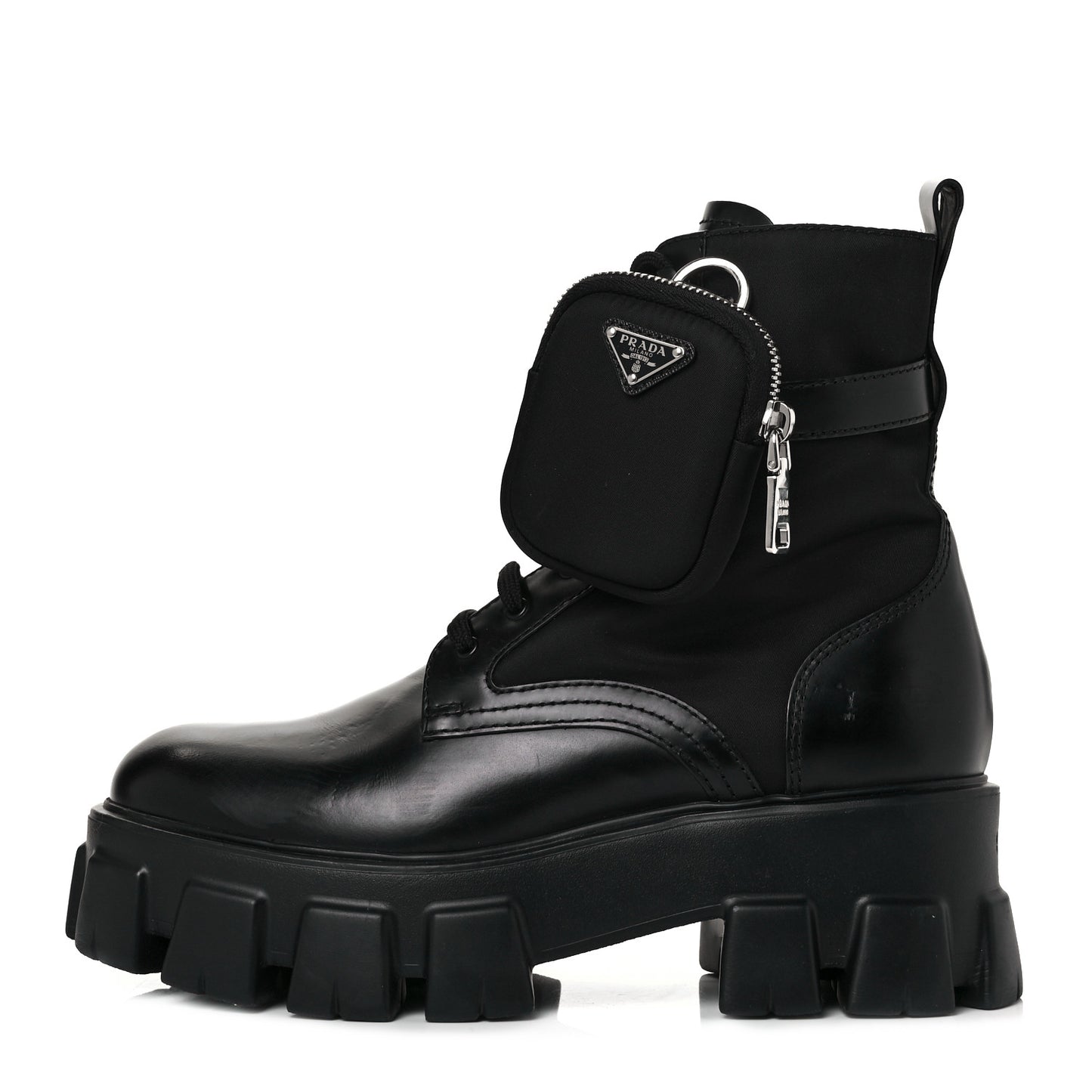 Spazzolato Rois Re-Nylon Metal Triangle Logo Monolith Pouch Pocket 55mm Boots 39.5 Black