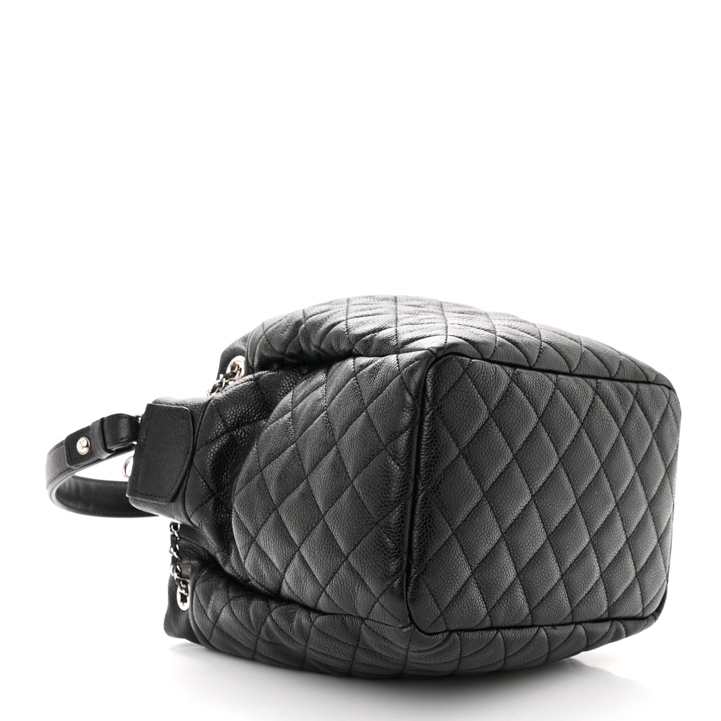 Caviar Quilted Small Chain Bucket Bag Black