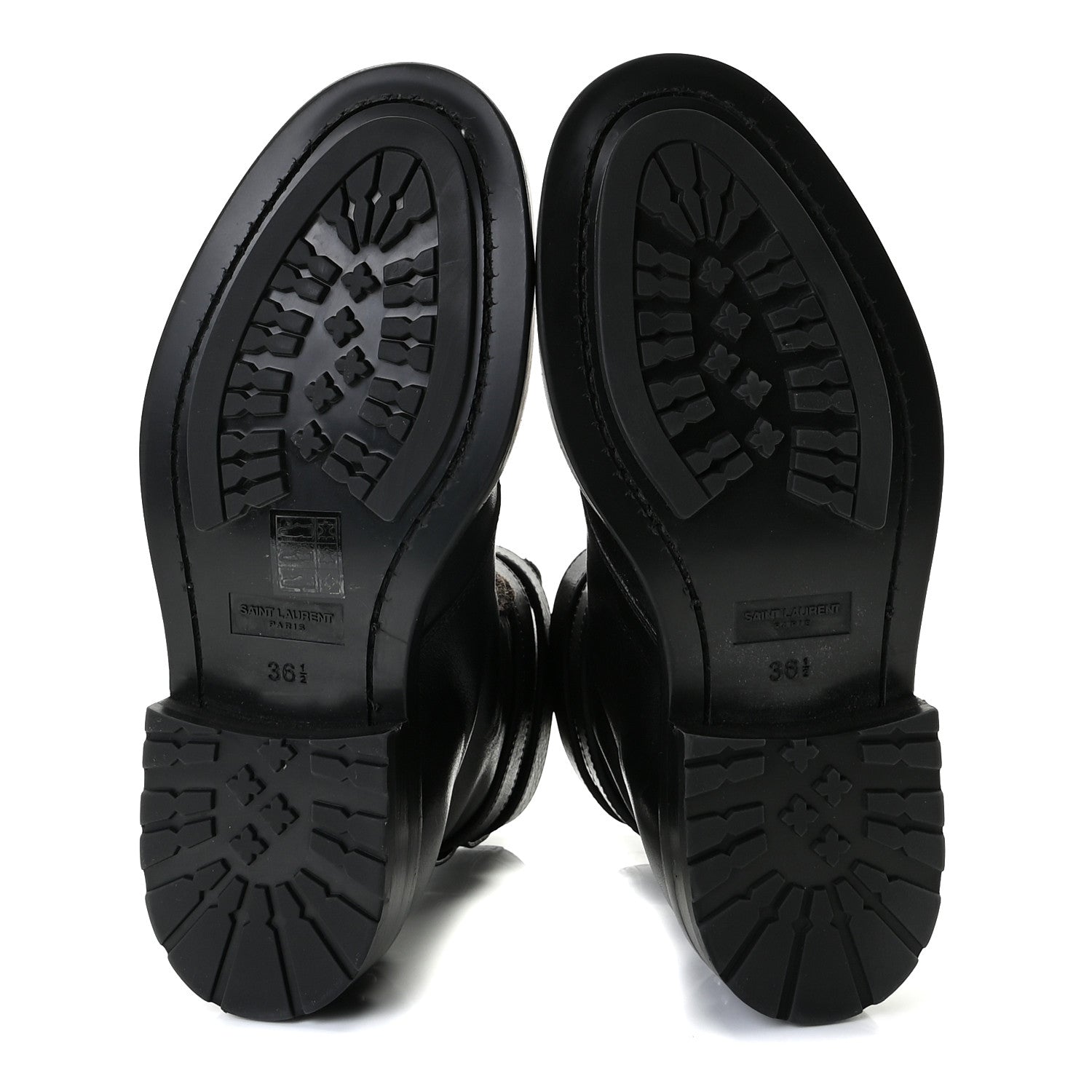 Saint Laurent Kangaroo Calfskin Embossed Army 20 Strap Boots 36.5 Black 6 of 9