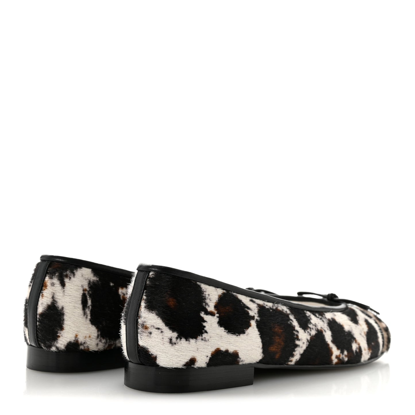 Pony Hair Calfskin Cap Toe CC Ballerina Flats  37 White Brown Black