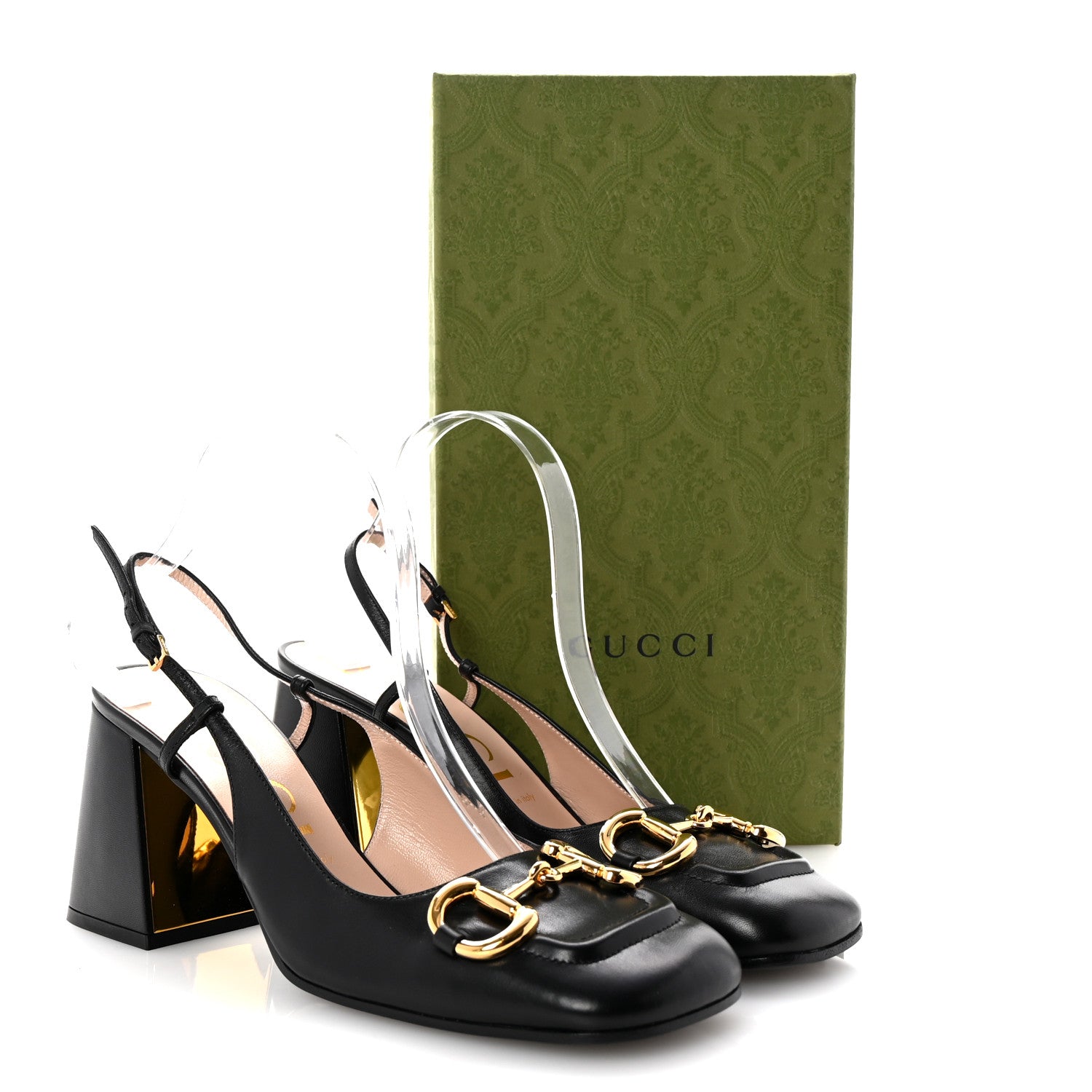 Gucci Malaga Kid Horsebit 75mm Slingback Pumps 40 Black 9 of 9