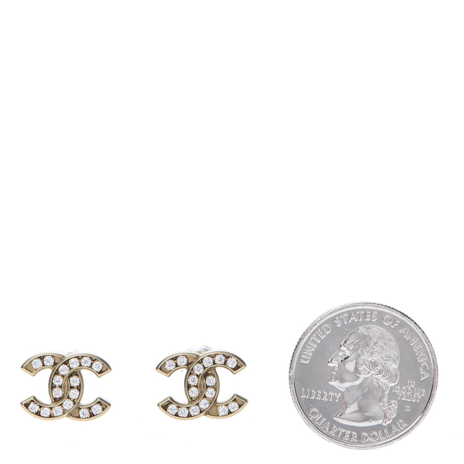 Chanel Crystal CC Earrings Gold 2 of 5