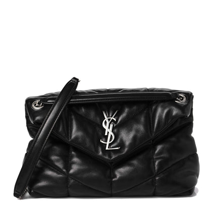 Saint Laurent Lambskin Quilted Small Loulou Puffer Monogram Chain Satchel Black 1 of 7