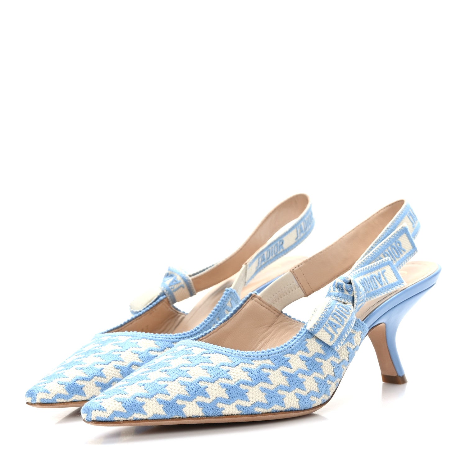 Christian Dior Micro PDP Cotton Houndstooth J'Adior Slingback 65mm Pumps 37 Cornflower 3 of 8