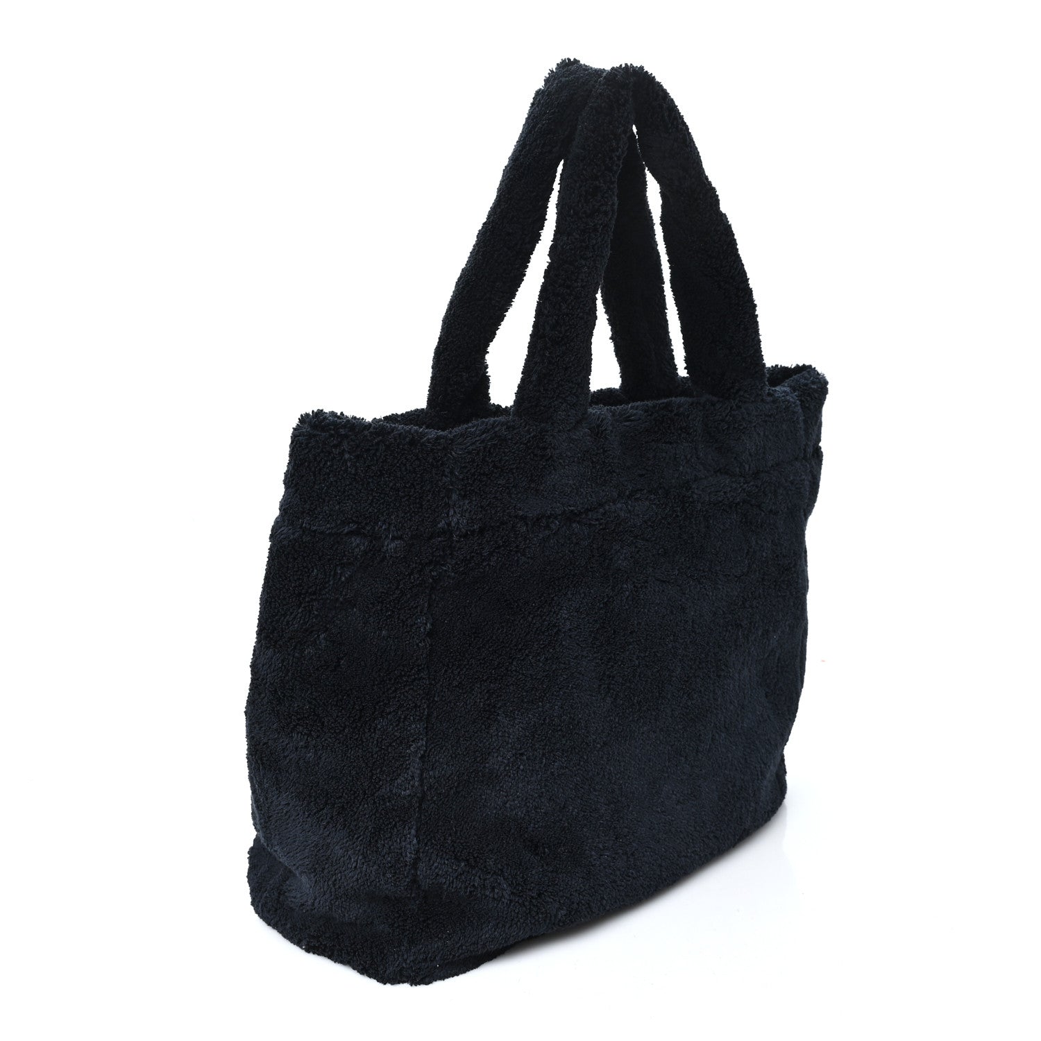 Prada Terry Cloth Tote Bag Black White 3 of 9