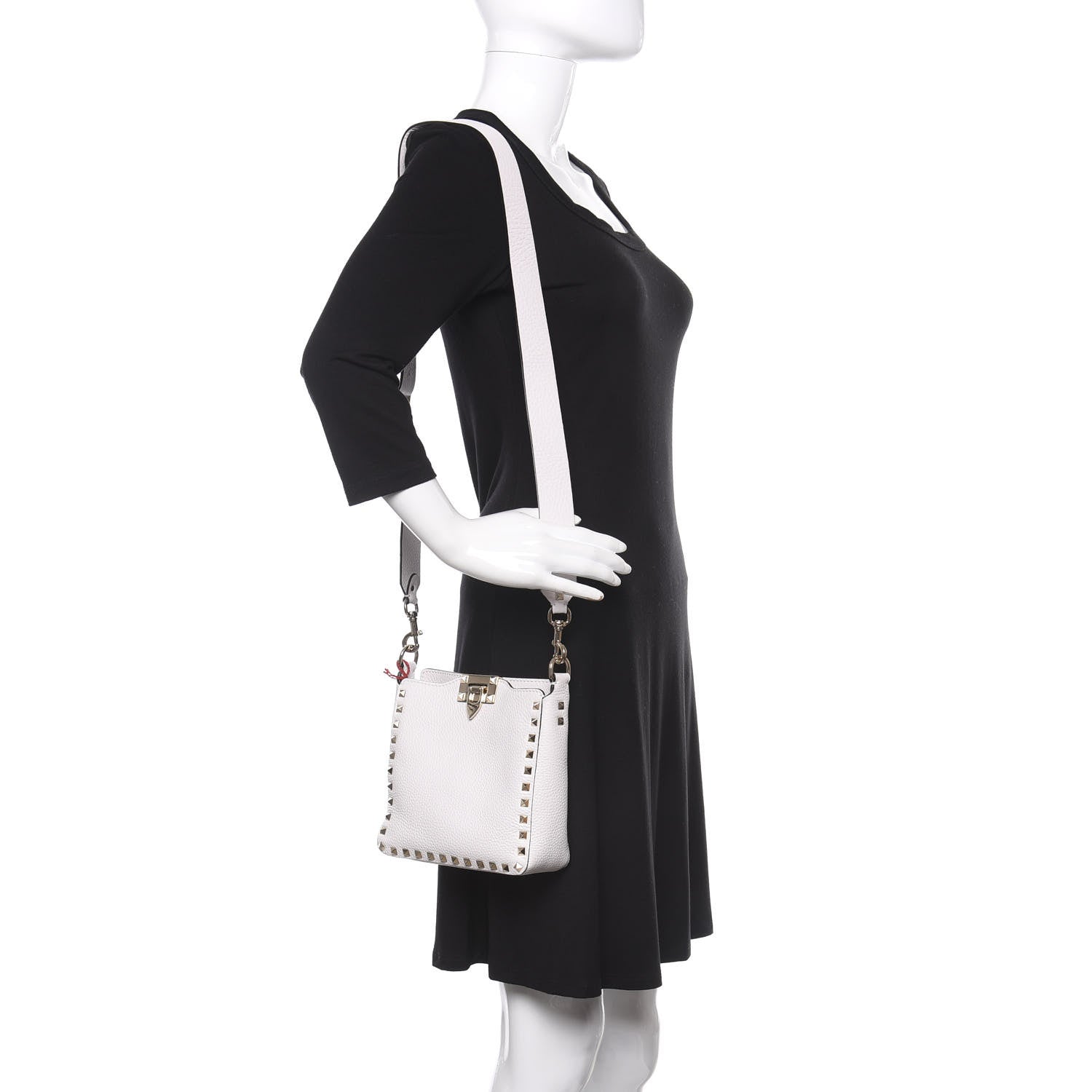 Valentino Garavani Pebbled Calfskin Mini Rockstud Flip-Lock Messenger Bag Optic White 2 of 9