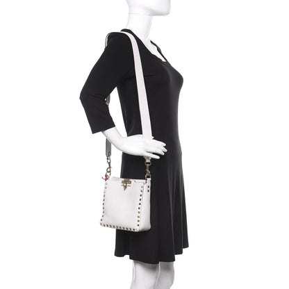 Valentino Garavani Pebbled Calfskin Mini Rockstud Flip-Lock Messenger Bag Optic White 2 of 9