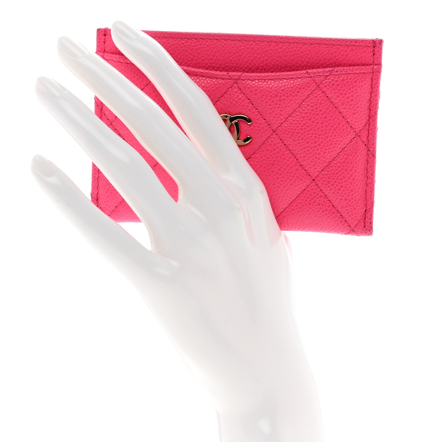Chanel Caviar Quilted Card Holder Dark Pink 2 of 10