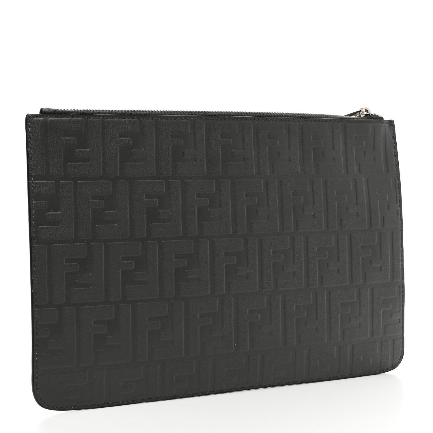 Fendi Vitello Grace FF 1974 Embossed Pouch Black 3 of 7