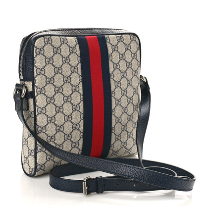 Gucci GG Supreme Monogram Textured Dollar Calfskin Web Small Ophidia Messenger Bag Beige Blue 3 of 8