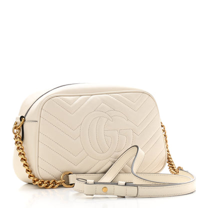 Gucci Calfskin Matelasse Small GG Marmont Chain Shoulder Bag White 3 of 10