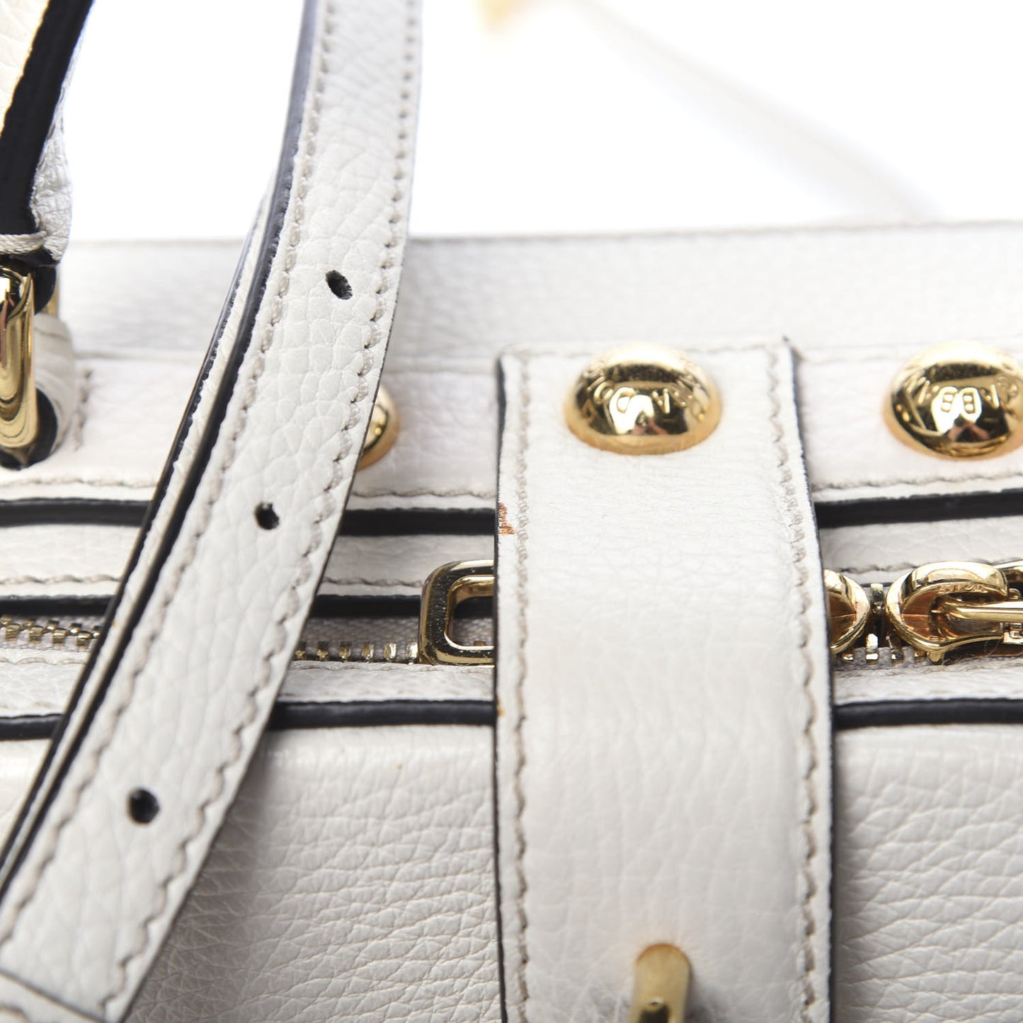Drummed Calfskin Rosaria Shoulder Bag White