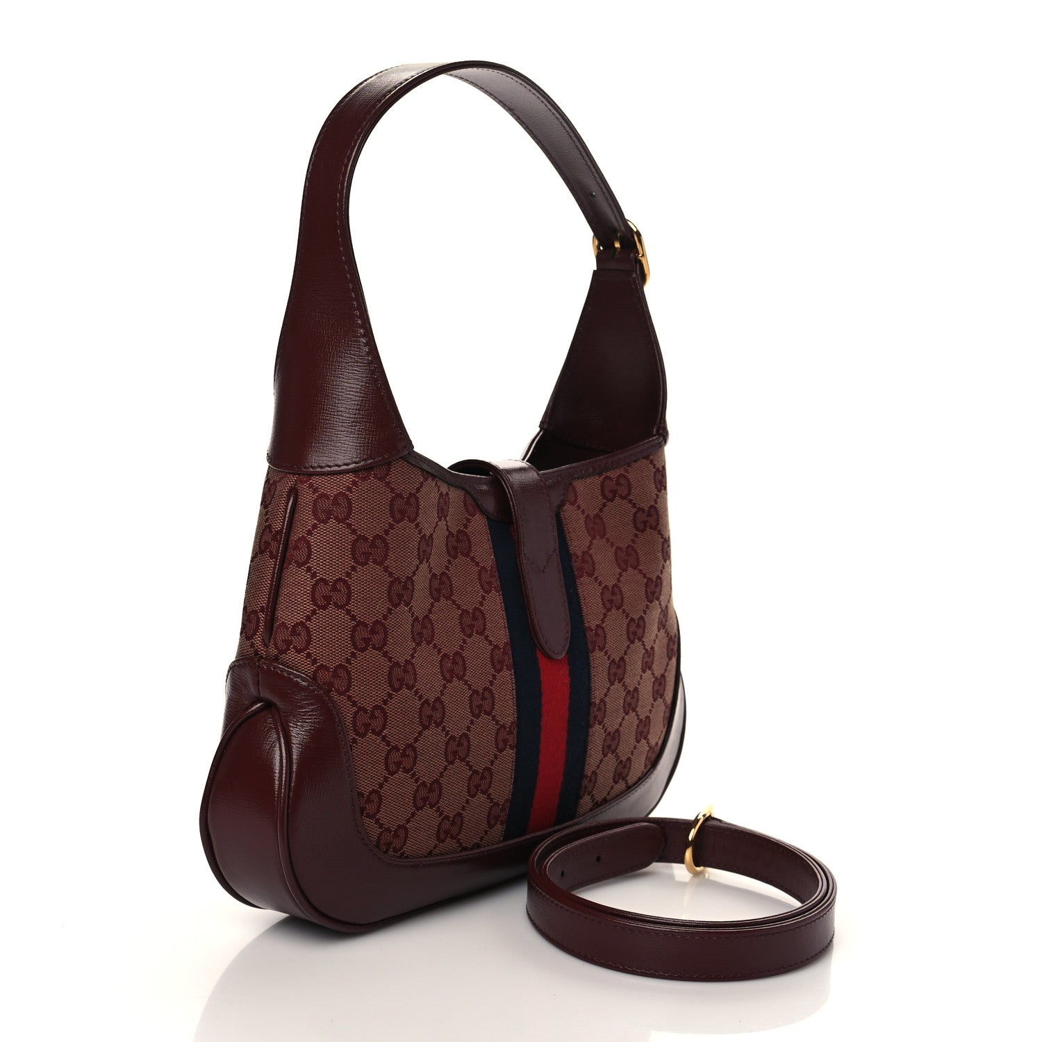 Gucci Monogram Azalea Calfskin Web Small Jackie 1961 Hobo Sahara Rubino Chardonnay 3 of 7