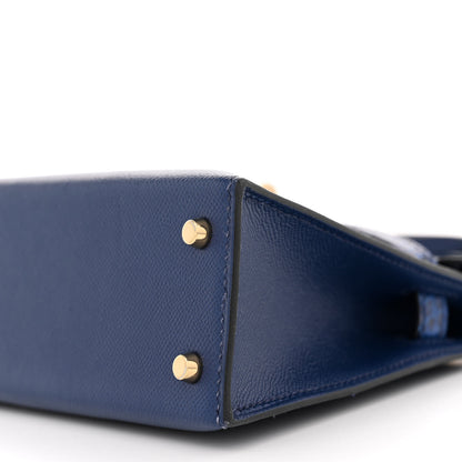 Hermes Madame Calfskin Shiny Alligator Mini Kelly Sellier Touch 20 Bleu Encre 10 of 15