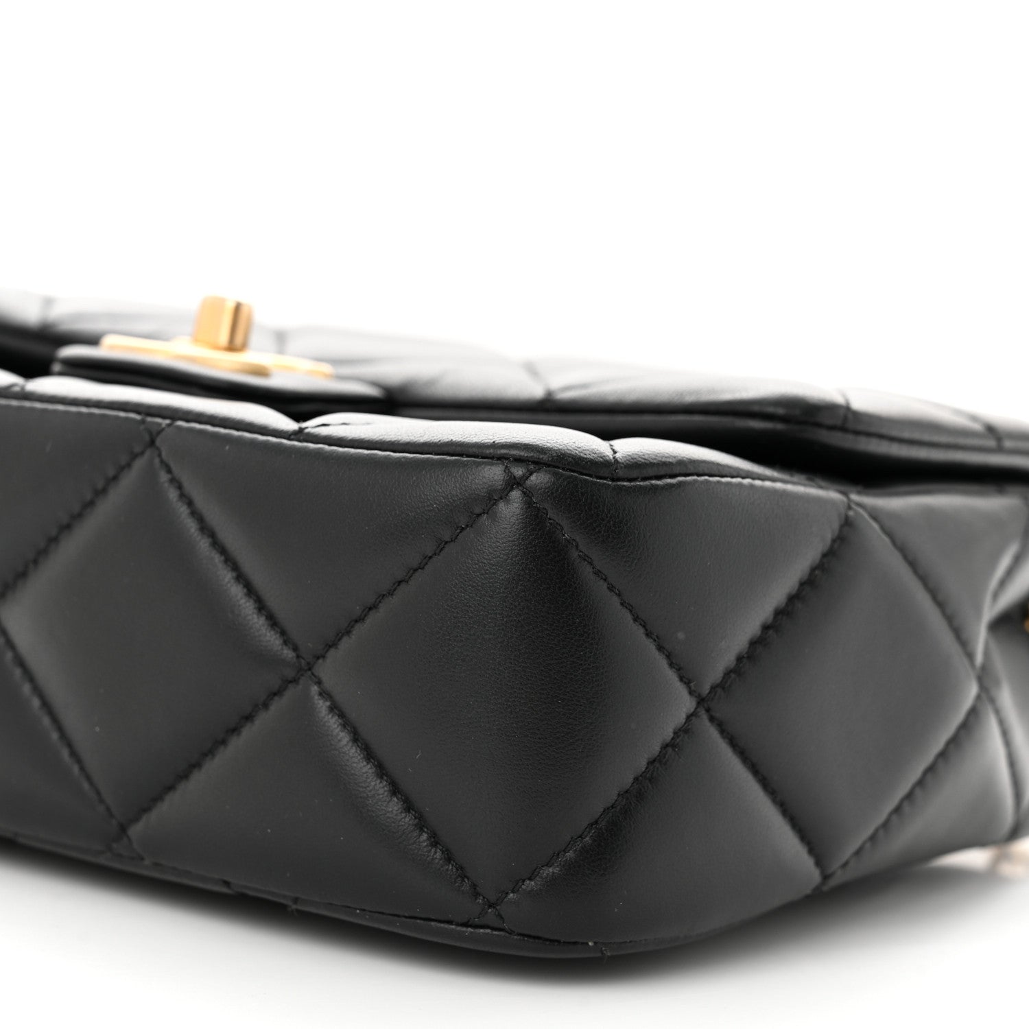 Chanel Lambskin Enamel Pearl Quilted Mini Charm Me Square Flap Black 10 of 11