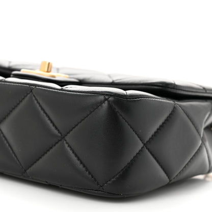 Chanel Lambskin Enamel Pearl Quilted Mini Charm Me Square Flap Black 10 of 11