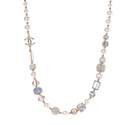 Chanel Pearl Crystal Short Necklace Gold Multicolor 1 of 7