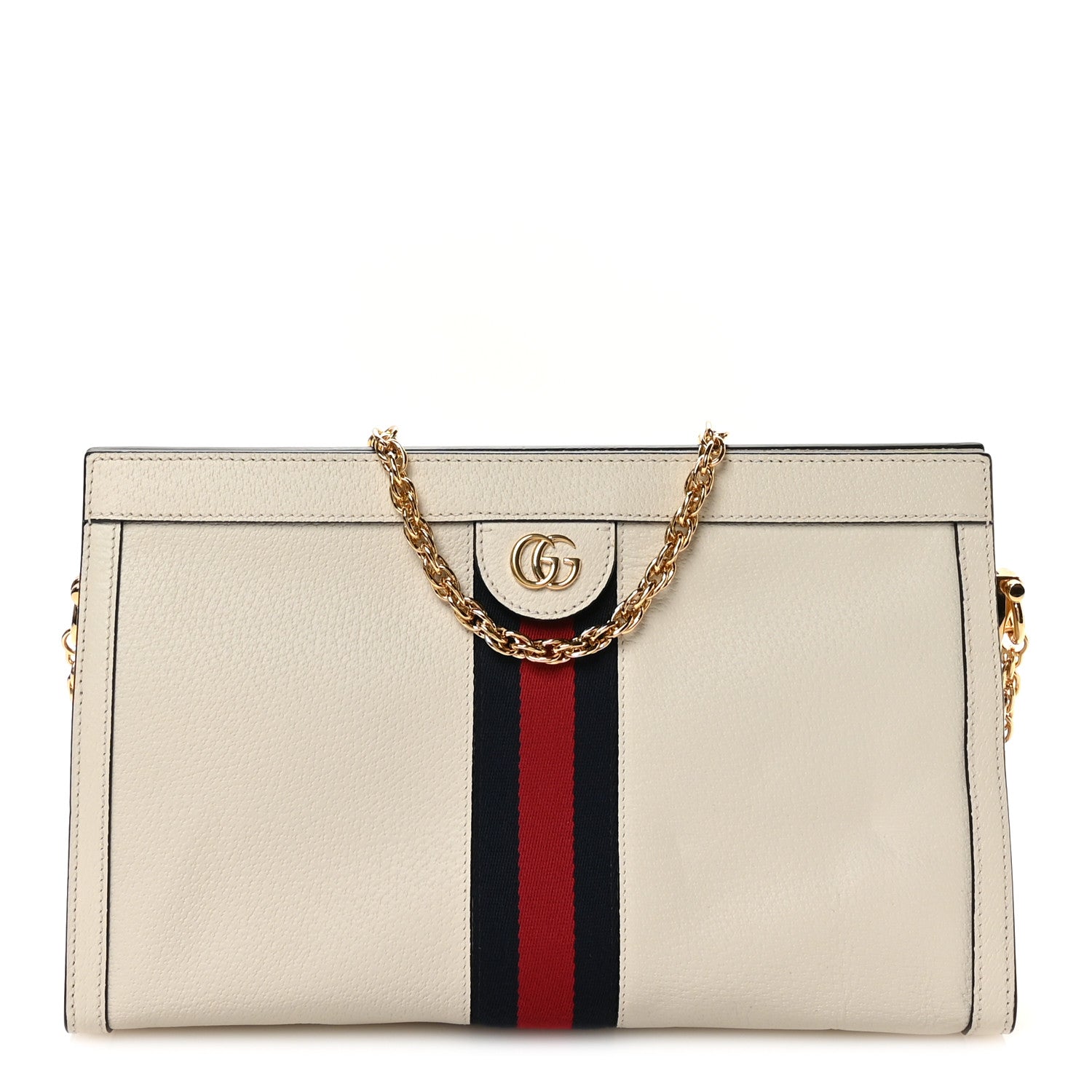 Gucci Textured Calfskin Web Small Ophidia Chain Shoulder Bag Mystic White 1 of 10