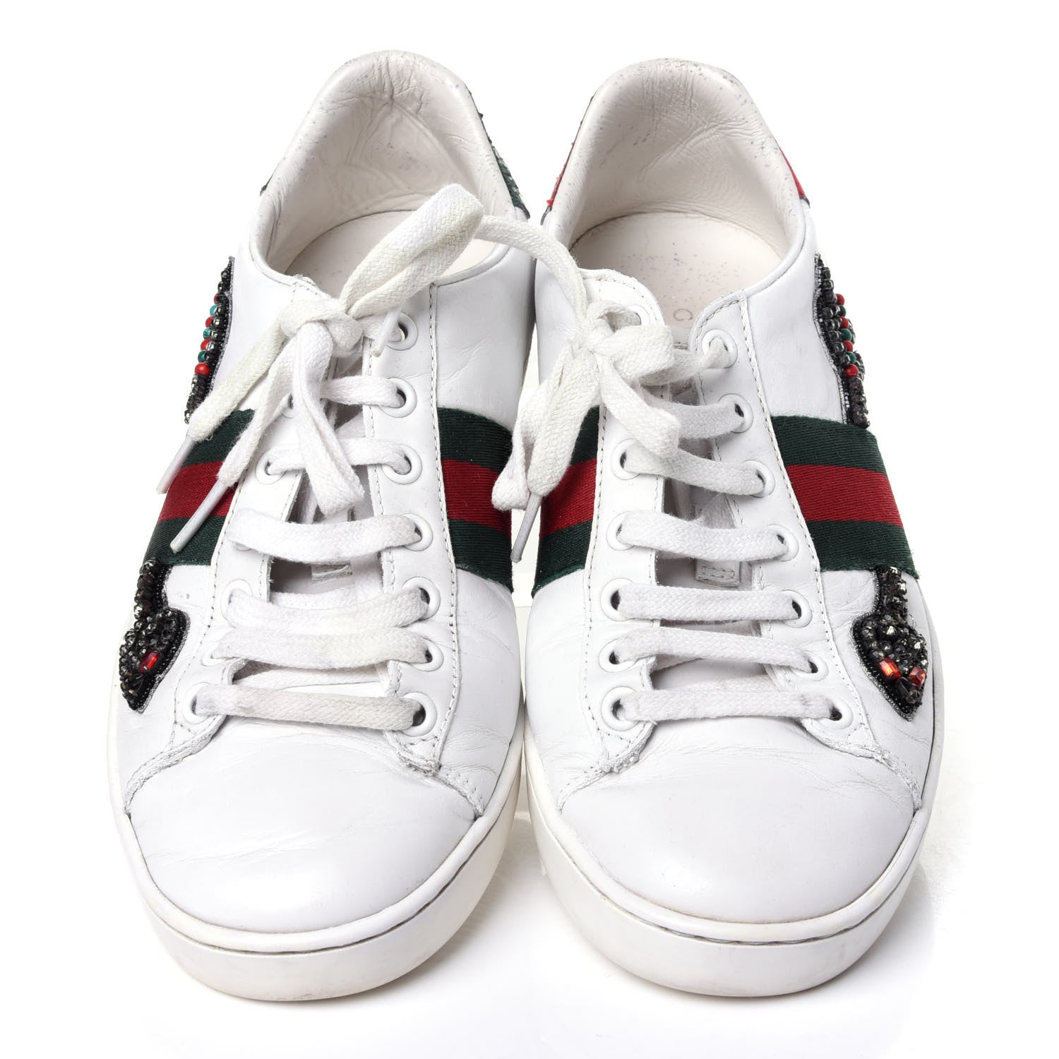Gucci Calfskin Web Studded Arrow Ace Sneakers 36.5 White 5 of 12