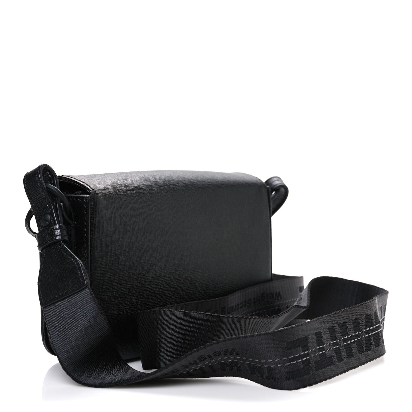 Saffiano Striped Mini Diag Binder Clip Bag Black White