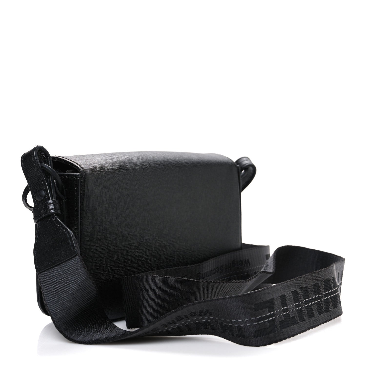 Off-White Saffiano Striped Mini Diag Binder Clip Bag Black White 2 of 9
