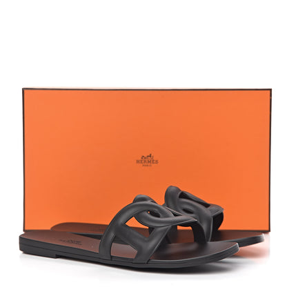 Hermes Rubber Aloha Sandals 37 Black 8 of 8