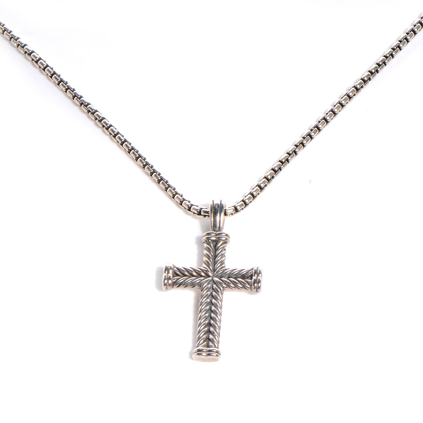 Sterling Silver Chevron Cross Necklace