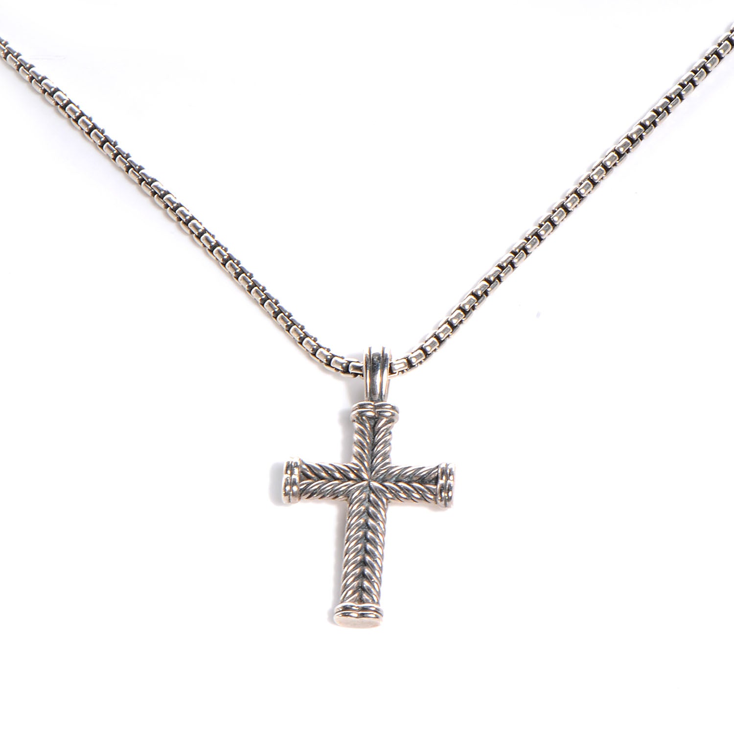 David Yurman Sterling Silver Chevron Cross Necklace 1 of 4