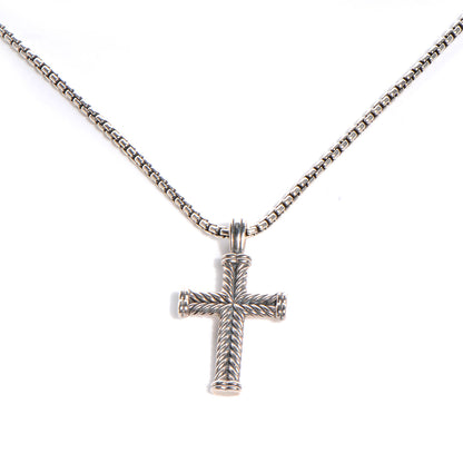 David Yurman Sterling Silver Chevron Cross Necklace 1 of 4
