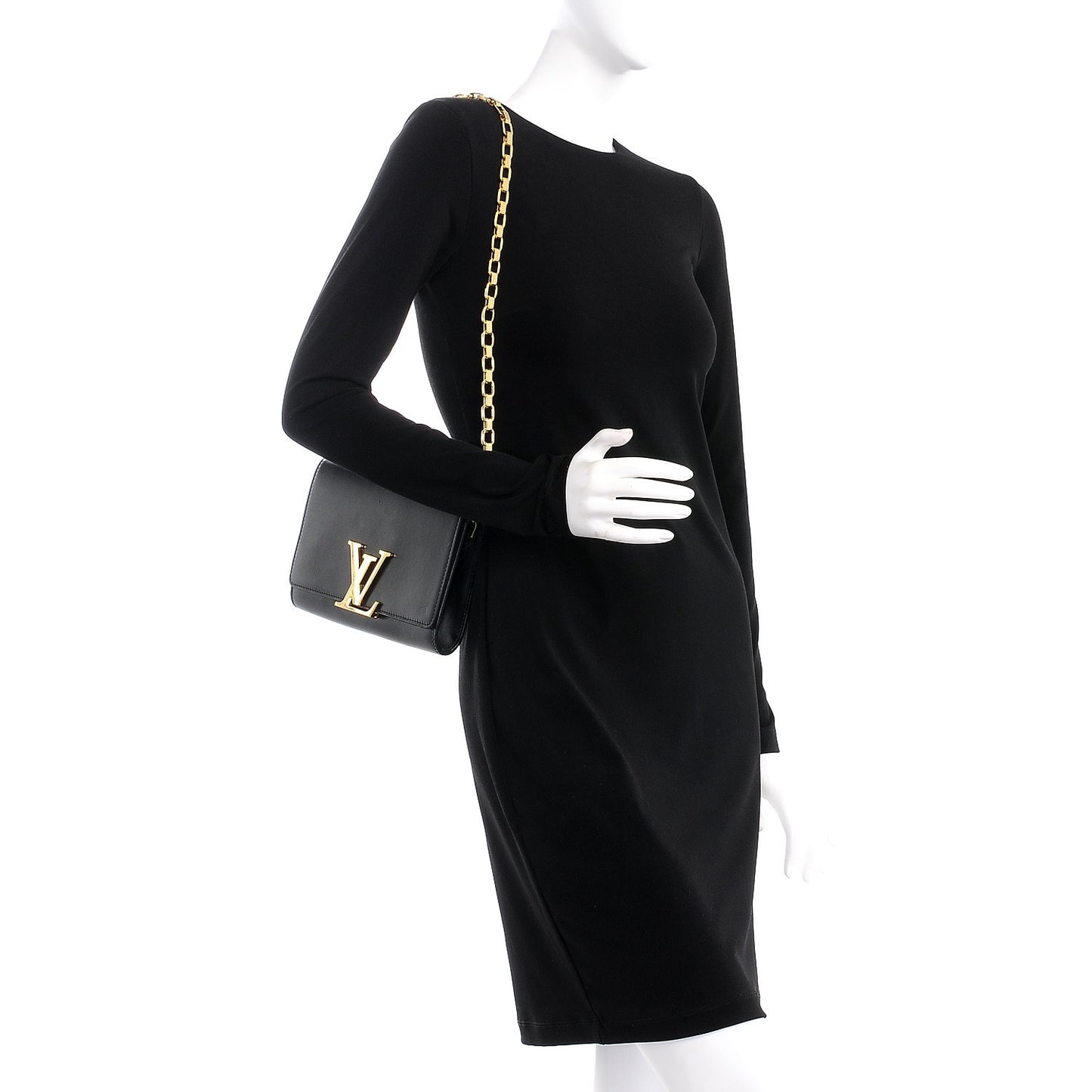 Calfskin Chain Louise GM Black