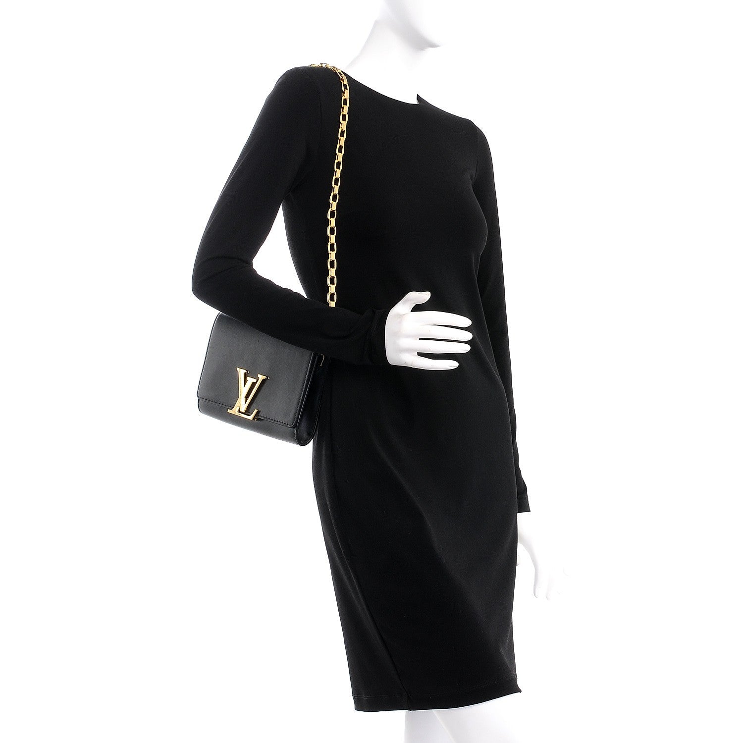 Louis Vuitton Calfskin Chain Louise GM Black 2 of 7
