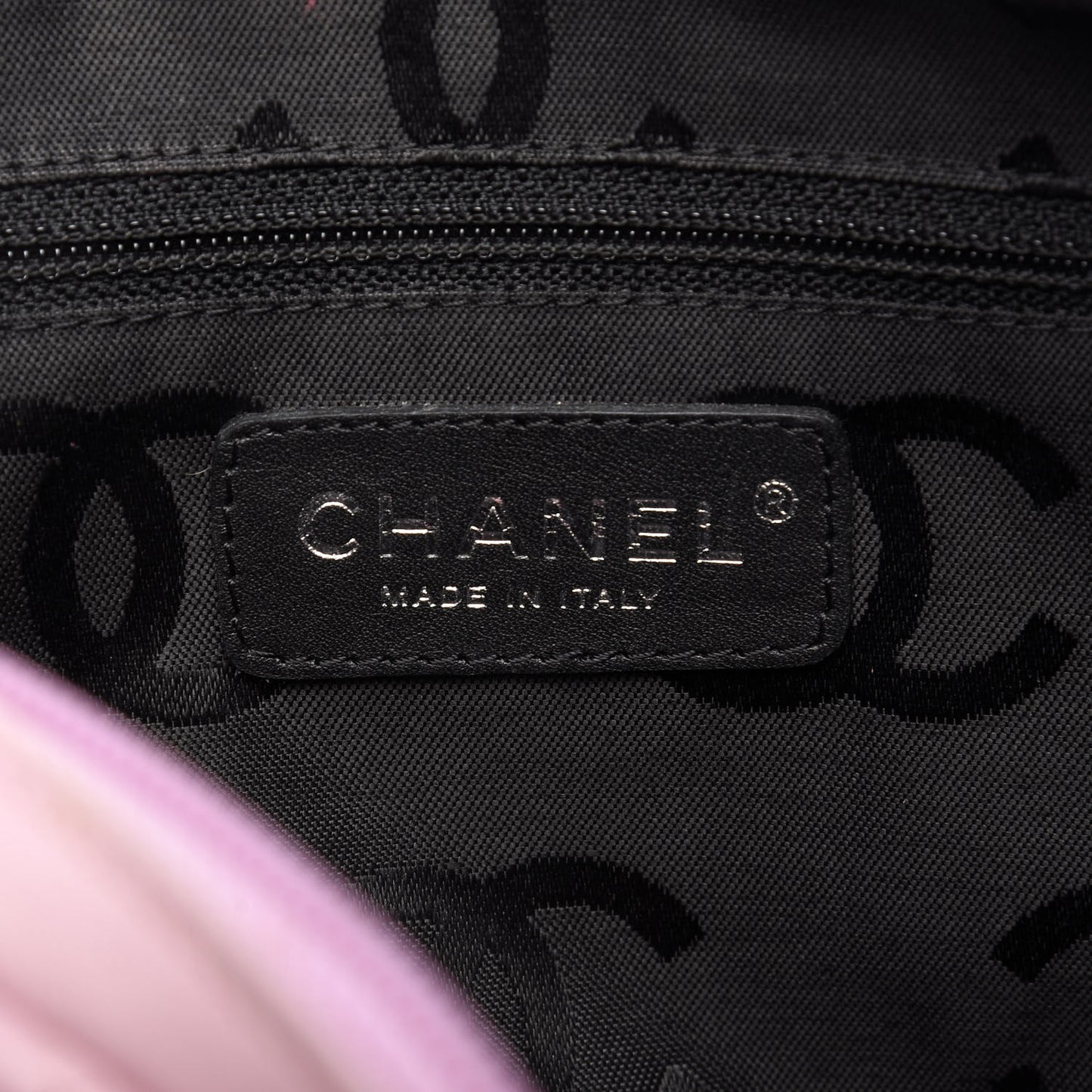 Calfskin Quilted Cambon Pochette Pink Black