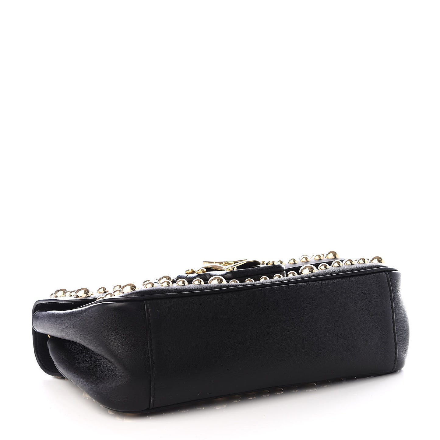 DOLCE&GABBANACalfskinLuciaStuddedChainShoulderBagBlack