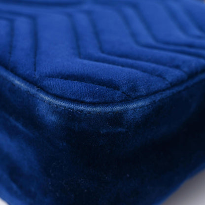 Gucci Velvet Matelasse Medium GG Marmont Shoulder Bag Cobalt Blue 14 of 18
