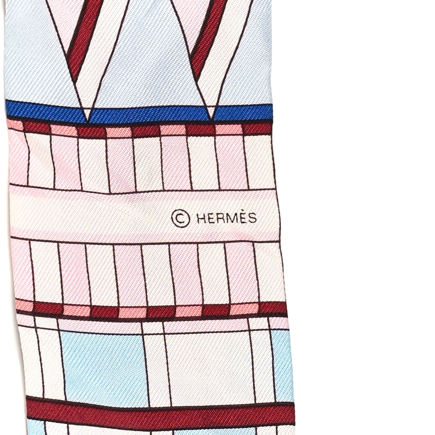 Hermes Silk Voltes Et Pirouettes Twilly Rose Ciel Bordeaux 4 of 4