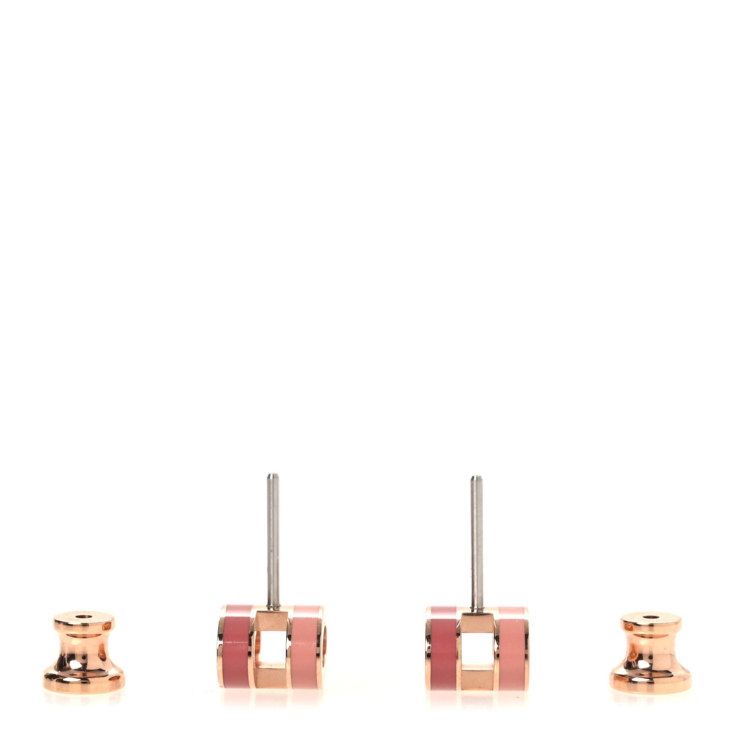 Hermes Rose Gold Lacquered Mini Pop H Rocabar Earrings Beaute 3 of 8